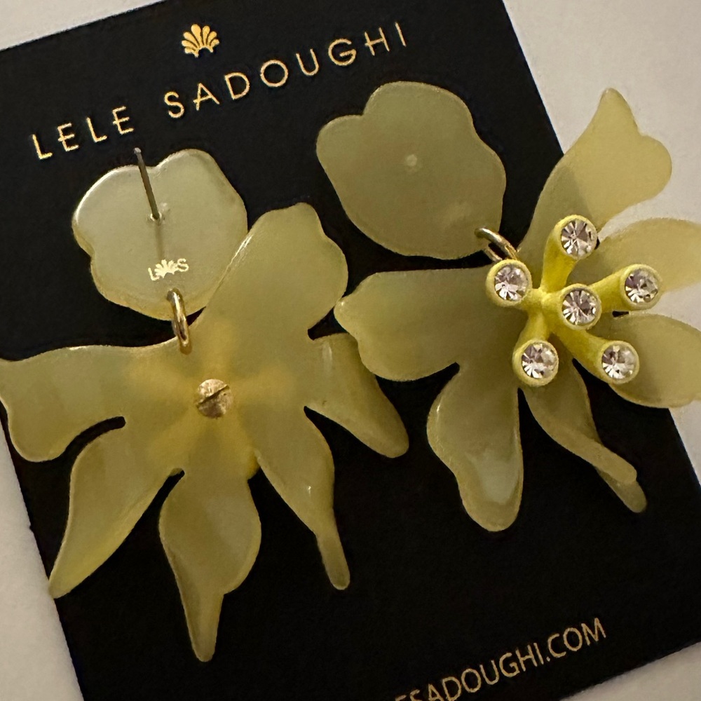 Final sale LELE sadoughi flower crystal drop earrings - Picture 6 of 6
